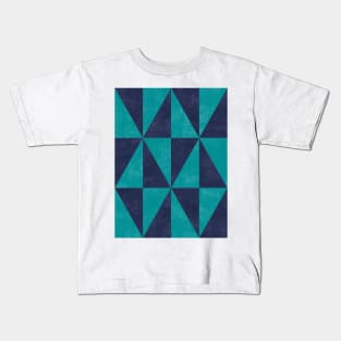 Geometric Triangle Pattern - Turquoise, Blue Concrete Kids T-Shirt